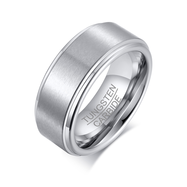 Anillo grabado para hombres Anillos de promesa de tungsteno con acabado mate personalizados de 8 mm para hombres Ajuste cómodo