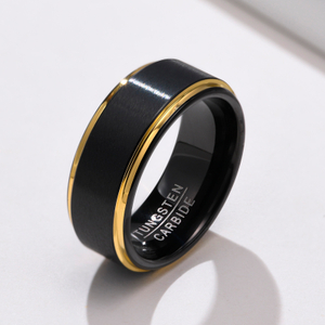 Anillos de boda unisex de carburo de tungsteno de oro negro para hombres y mujeres, ajuste cómodo