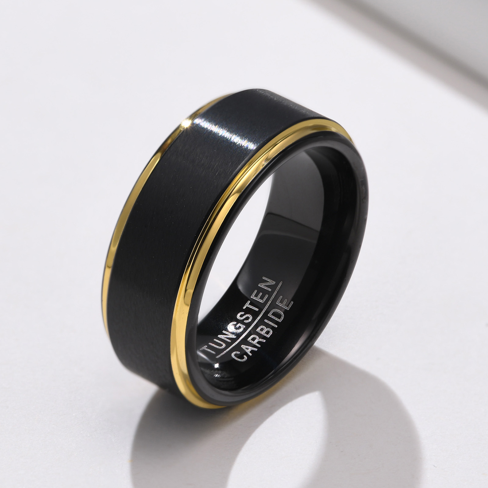 Anillos de boda unisex de carburo de tungsteno de oro negro para hombres y mujeres, ajuste cómodo