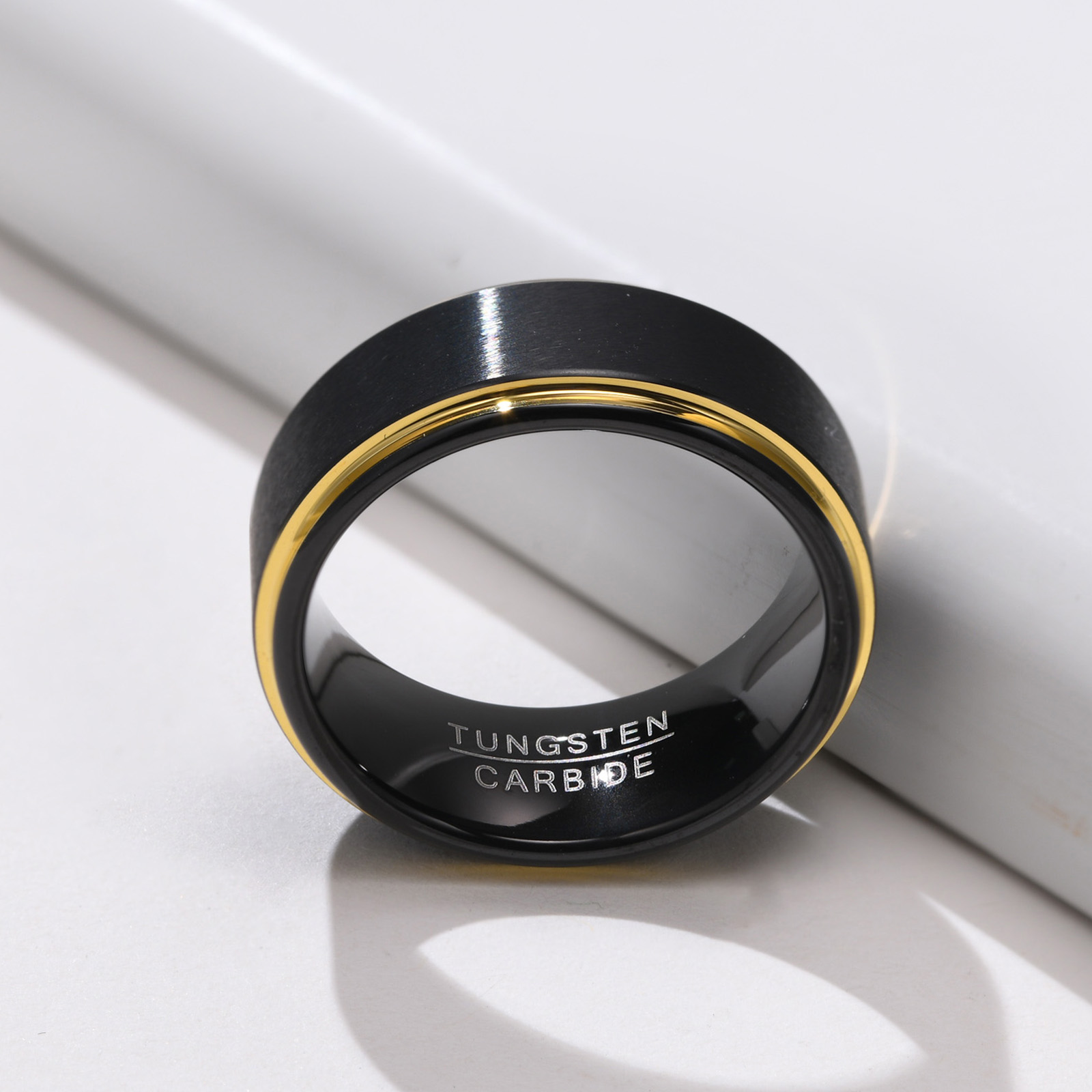 Anillos de boda unisex de carburo de tungsteno de oro negro para hombres y mujeres, ajuste cómodo