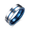 Moda azul plateado cruz de acero de tungsteno para hombres mujeres anillo joyería accesorio hermoso anillo de boda recuerdo de aniversario