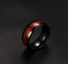 Anillo de bodas de carburo de tungsteno negro de 8 mm para mujer con incrustaciones de madera de Koa Anillo de compromiso con forma de cúpula