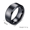 Anillo de boda de tungsteno negro de 8mm para hombre, acabado mate, borde pulido biselado, ajuste cómodo