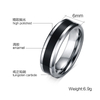 Anillo de carburo de tungsteno para hombre con esmalte negro y plata lisa de 6 mm