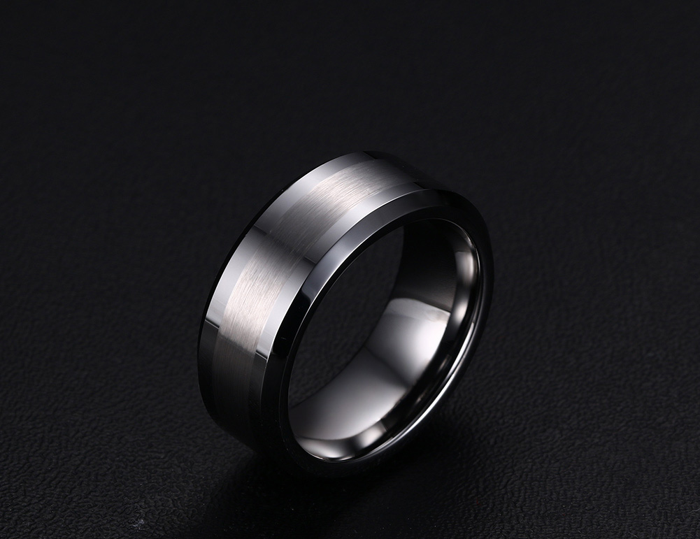 Anillo de compromiso de boda de carburo de tungsteno para hombre, resistente a los arañazos, 8 mm