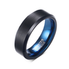 Anillo de tungsteno para hombre con acabado mate negro de 6 mm, alianzas de boda de carburo de tungsteno con borde biselado pulido alto