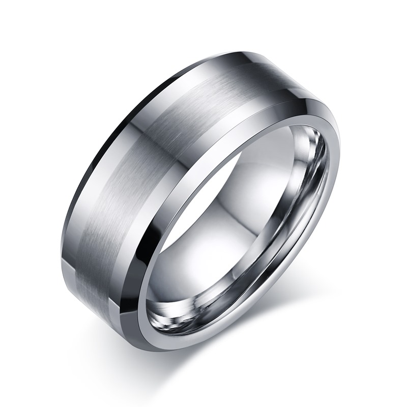 Anillo de compromiso de boda de carburo de tungsteno para hombre, resistente a los arañazos, 8 mm