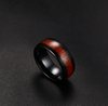 Anillo de bodas de carburo de tungsteno negro de 8 mm para mujer con incrustaciones de madera de Koa Anillo de compromiso con forma de cúpula