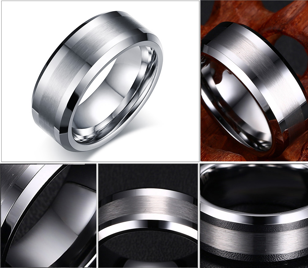 Anillo de compromiso de boda de carburo de tungsteno para hombre, resistente a los arañazos, 8 mm