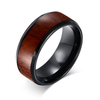 Anillo de bodas de carburo de tungsteno negro de 8 mm para mujer con incrustaciones de madera de Koa Anillo de compromiso con forma de cúpula