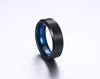 Anillo de tungsteno para hombre con acabado mate negro de 6 mm, alianzas de boda de carburo de tungsteno con borde biselado pulido alto