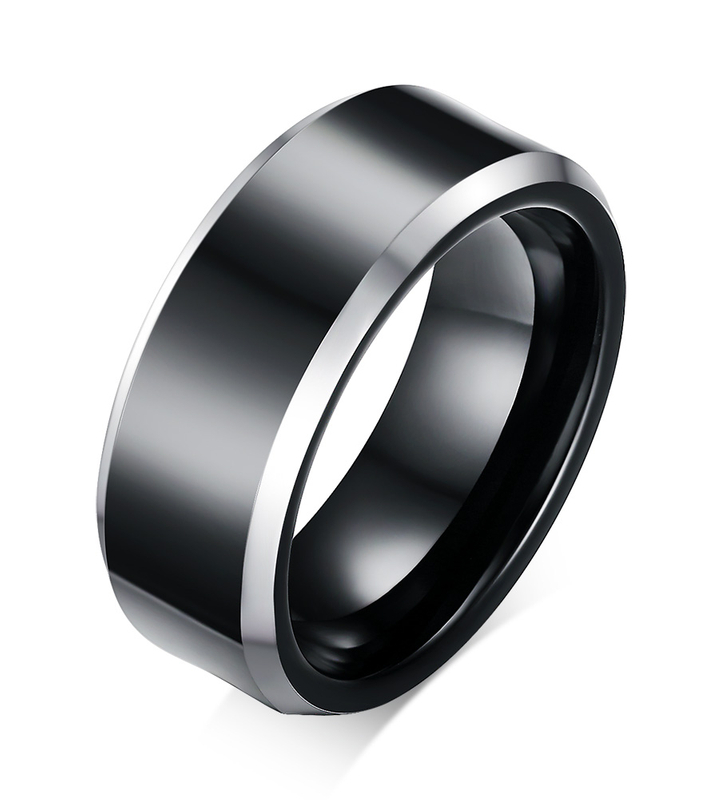 Anillo de acero de tungsteno puro de 8MM, anillos masculinos de Color negro a la moda, regalo para novio