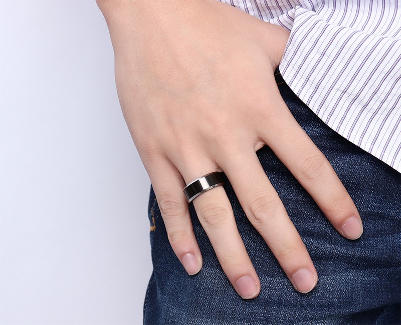 Anillo de acero de tungsteno puro de 8MM, anillos masculinos de Color negro a la moda, regalo para novio