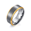 Anillo de boda de carburo de tungsteno cepillado para hombre, oro plateado, acabado pulido, ajuste cómodo